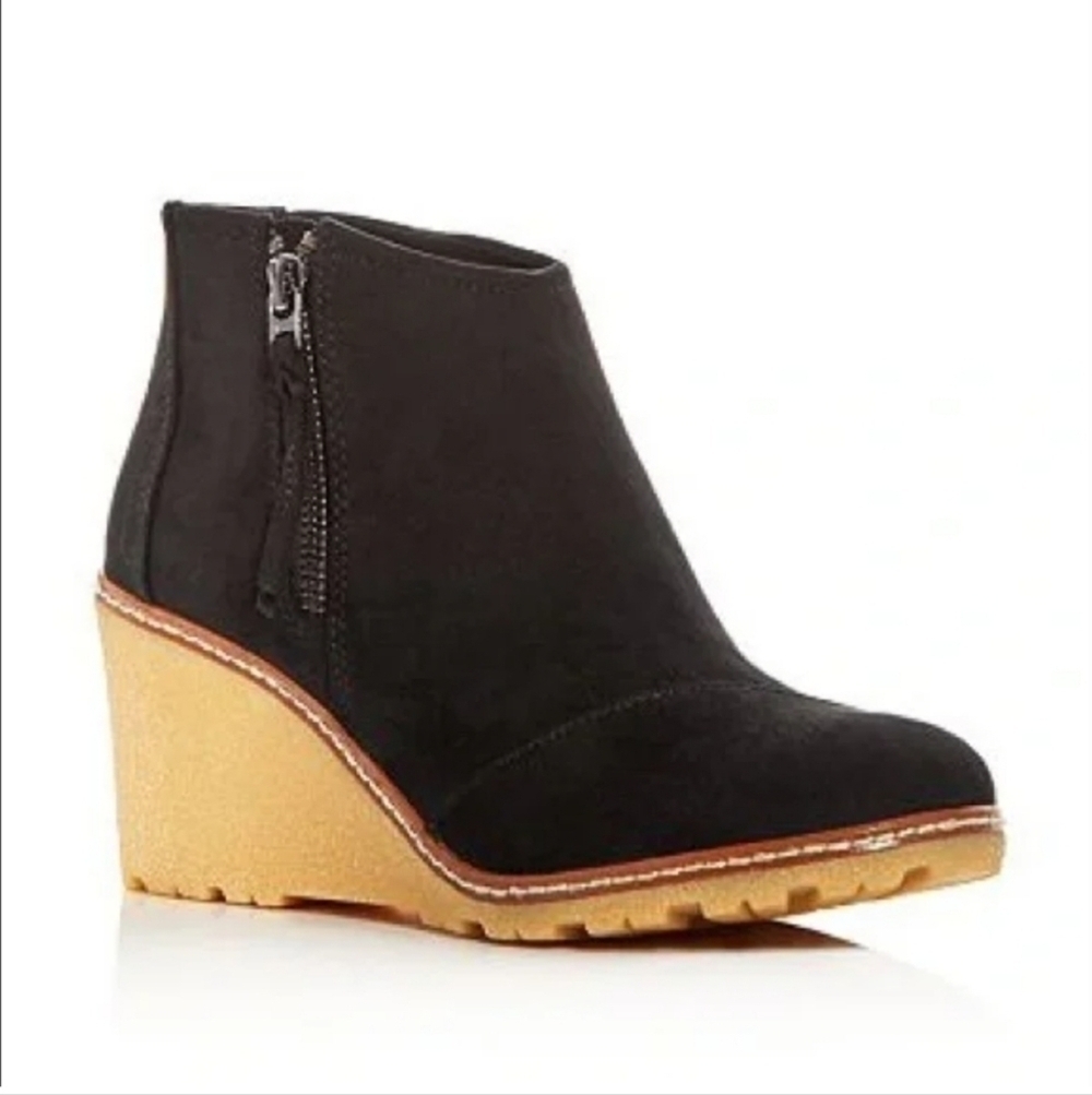 Toms Women Avery Ankle Suede Wedge Boots shoes sz 10